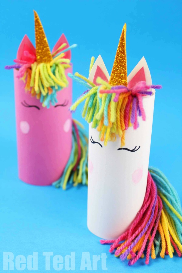 Paper tube unicorns from Red Ted Art.
