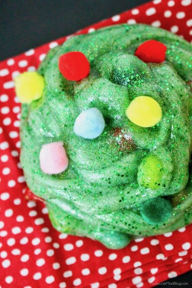 Christmas tree slime from The Soccer Mom Blog.