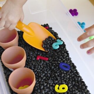 garden counting sensory bin