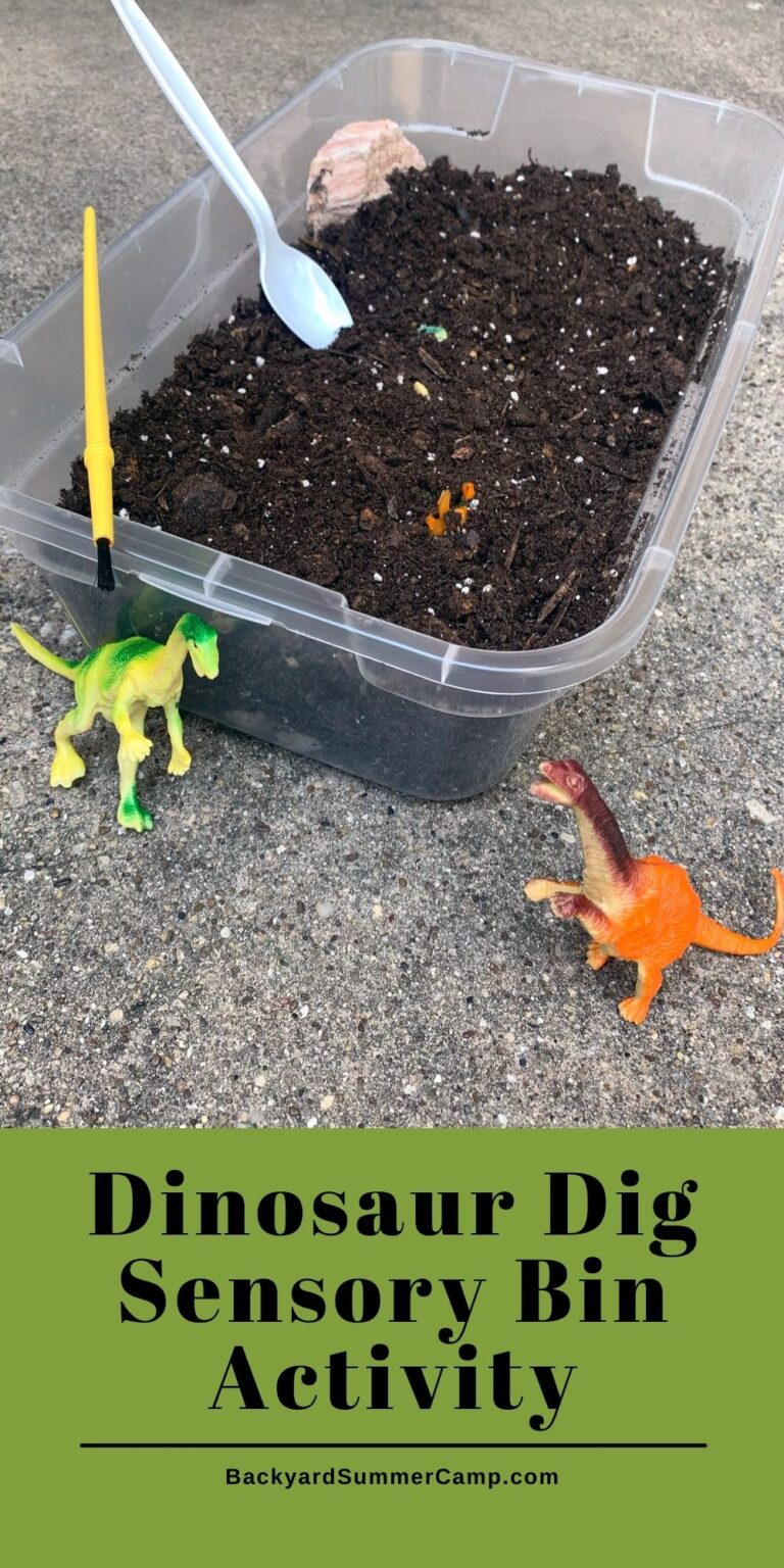 Dinosaur Dig Sensory Bin Activity - Backyard Summer Camp