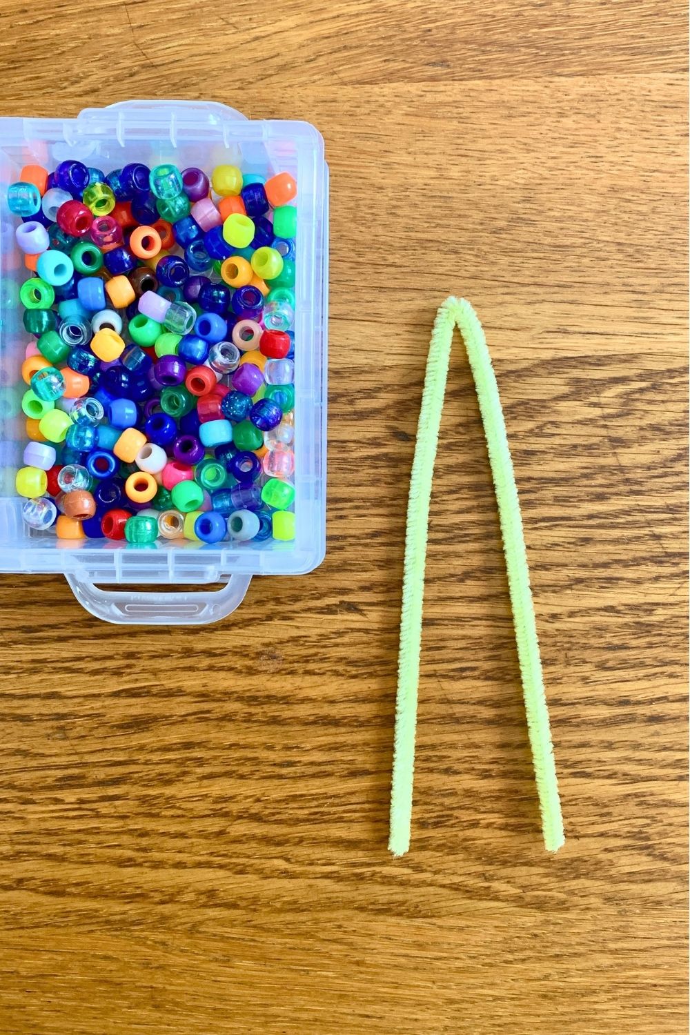Fold a whole pipe cleaner in half.