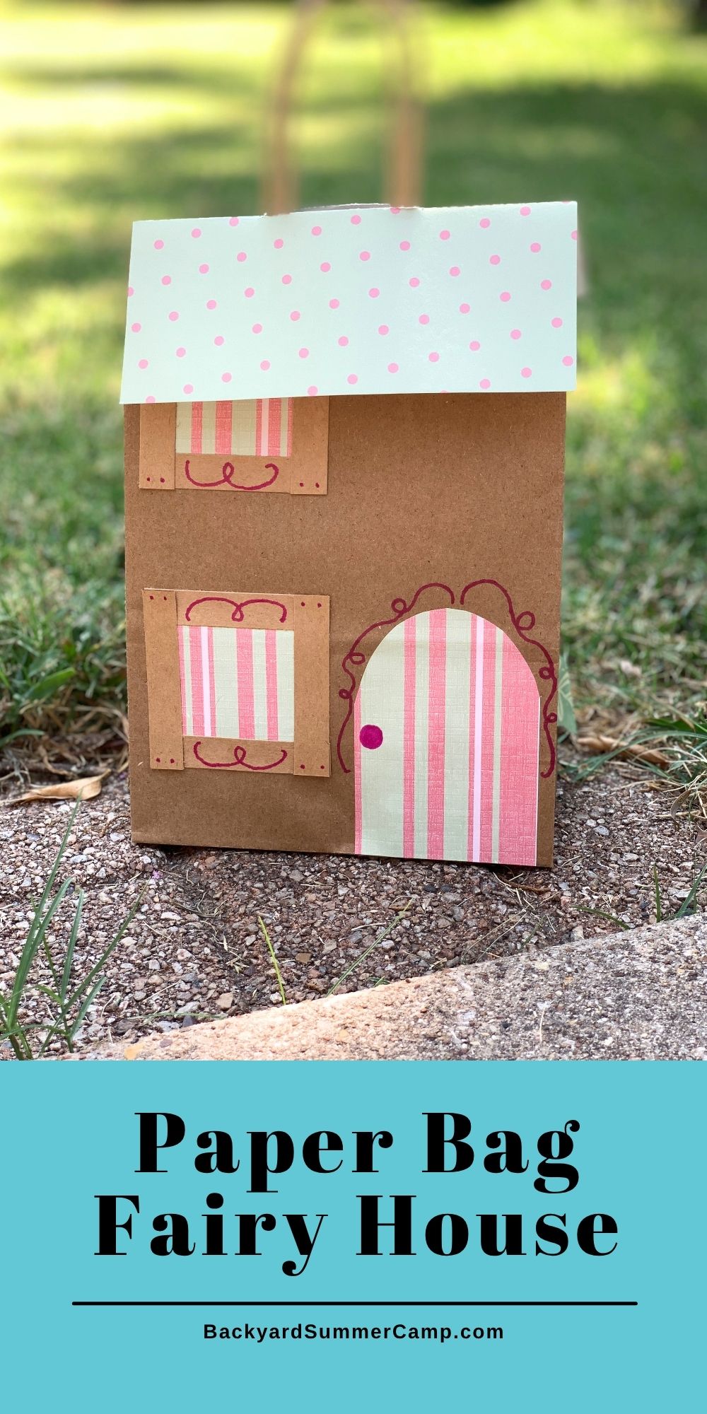 Paper bag fairy house.